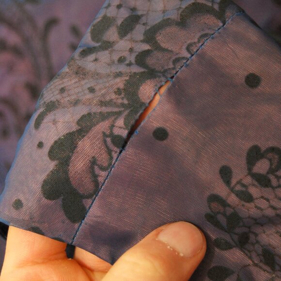 50s Sparkly Swing Dress (L) large navy blue glitter floral formal prom vintage - Picture 9 of 9